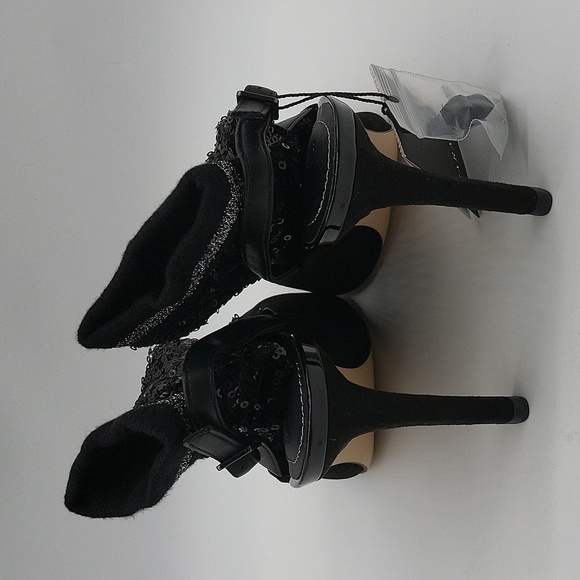 Zara Black Sequin Heeled Boots - Picture 5 of 10